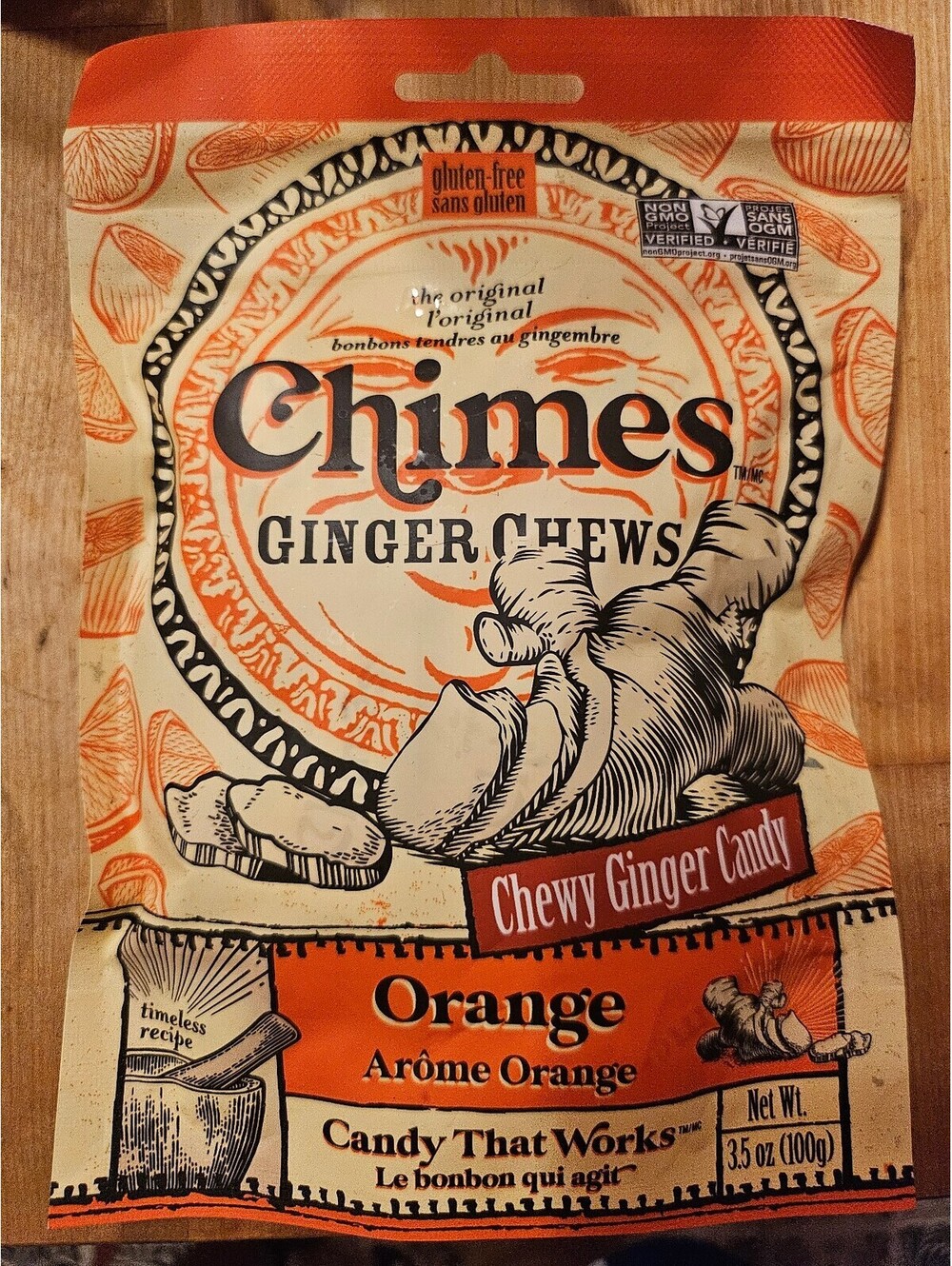 Chimes Ginger Chews, Orange, 3.5oz bag - unopened